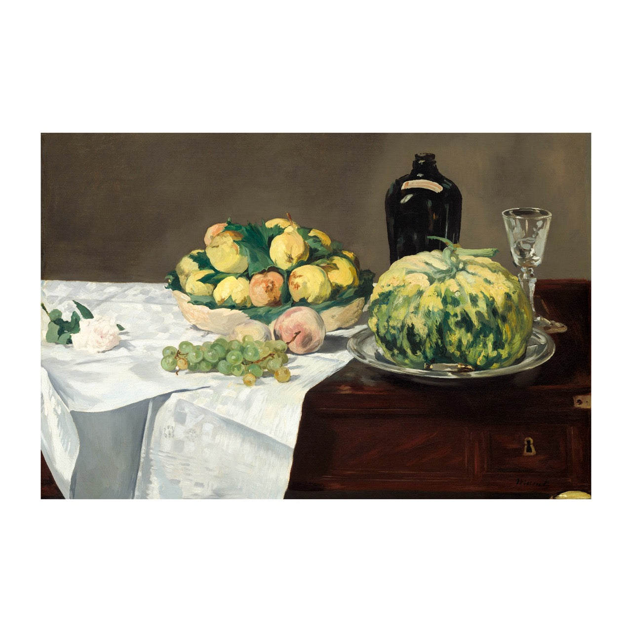 Still Life with Melon and Peaches Art Print