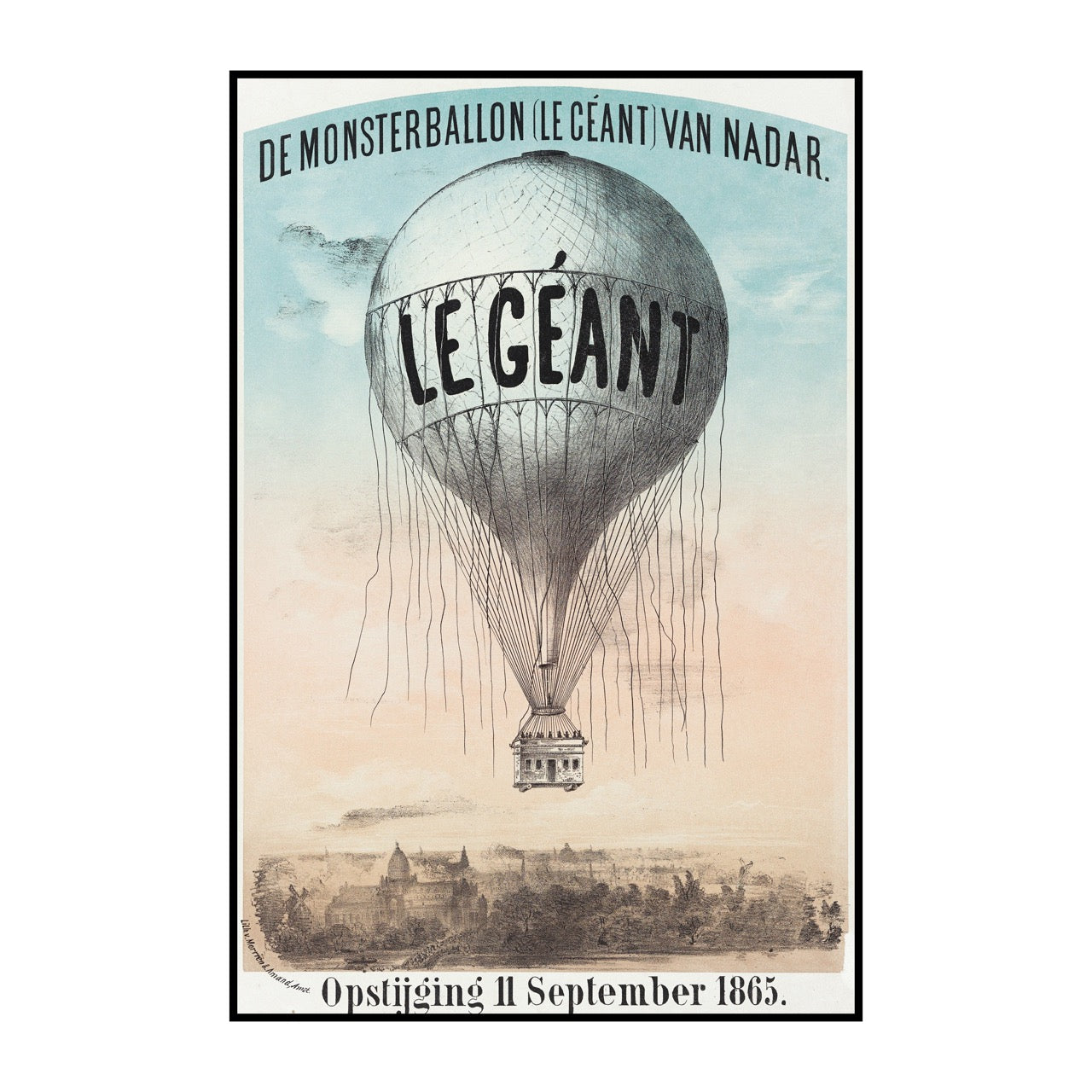 The Monster Balloon (Le Géant) from Nadar Vintage Poster