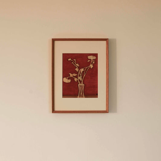 Vase of Chrysanthemums with Red Ground by Sanyu | Framed Wall Art Print