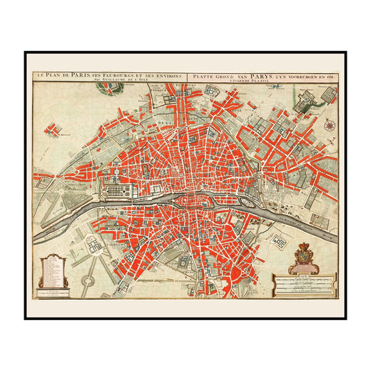 Vintage Map of Paris 1721–1774